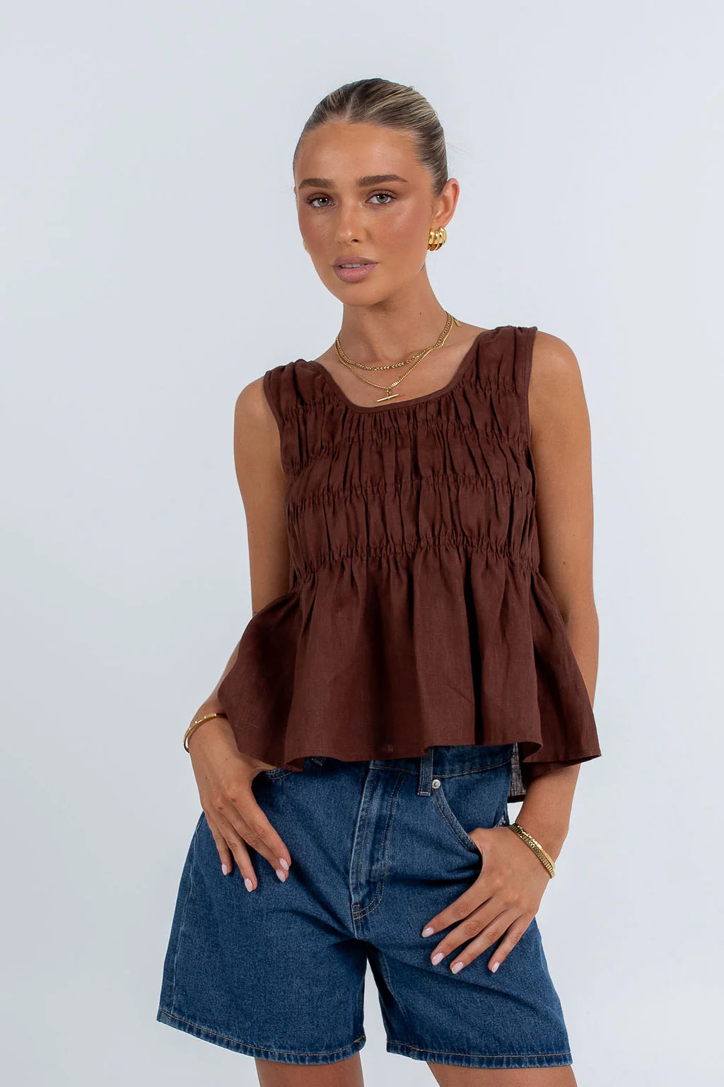 Alegra Linen Top Chocolate