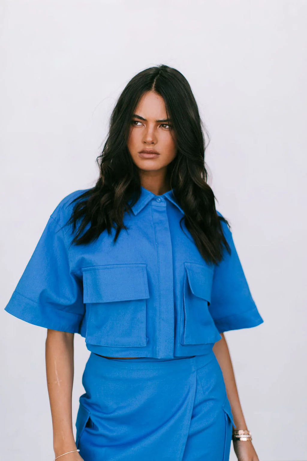 Apella Cropped Shirt Cobalt Blue - Image 7