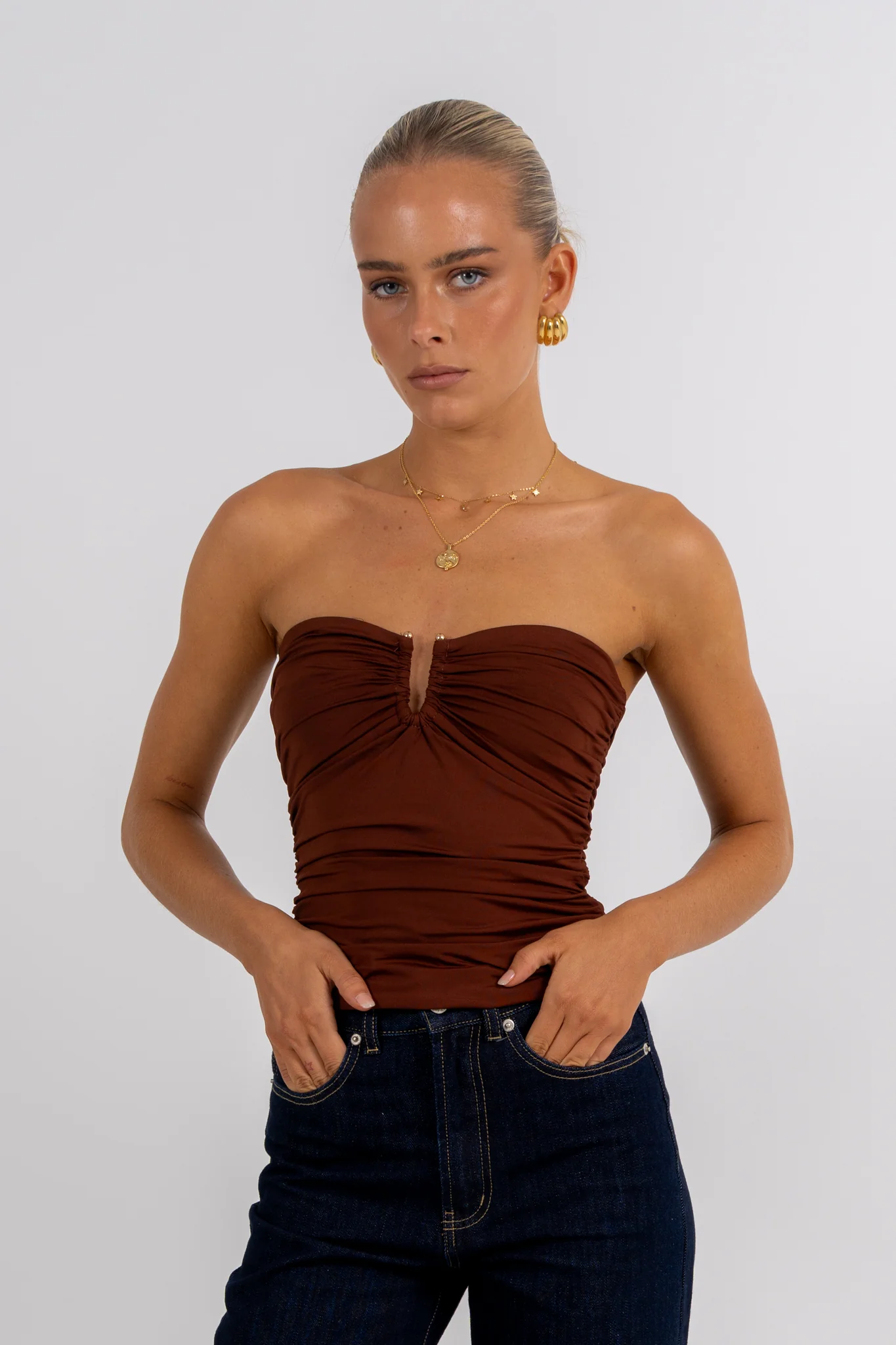 Bannie Strapless Top Chocolate - Image 5