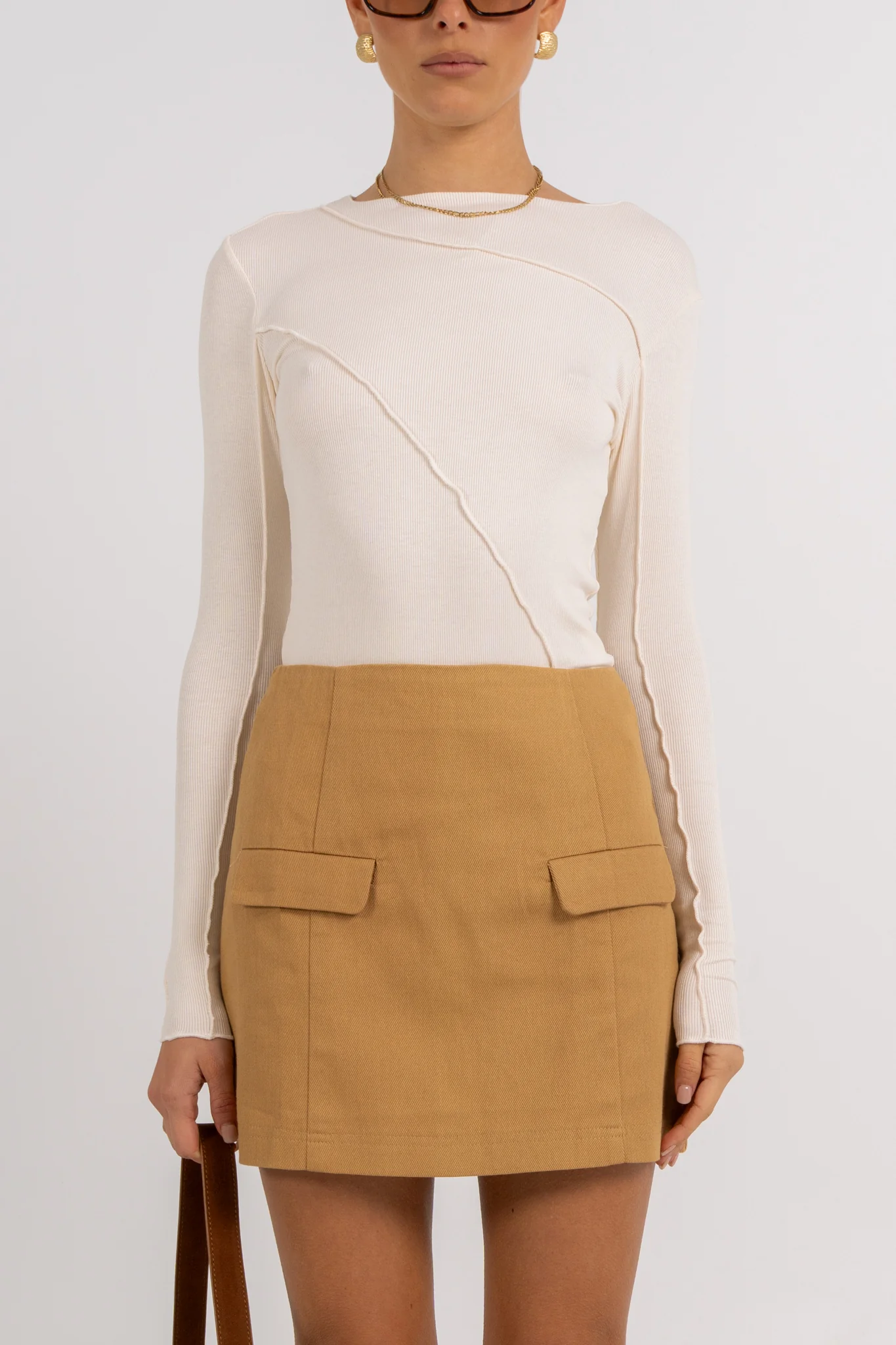 Basilio Mini Skirt Tan - Image 2