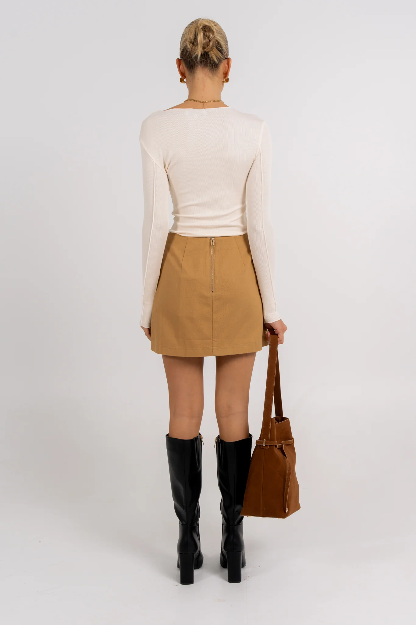 Basilio Mini Skirt Tan - Image 4