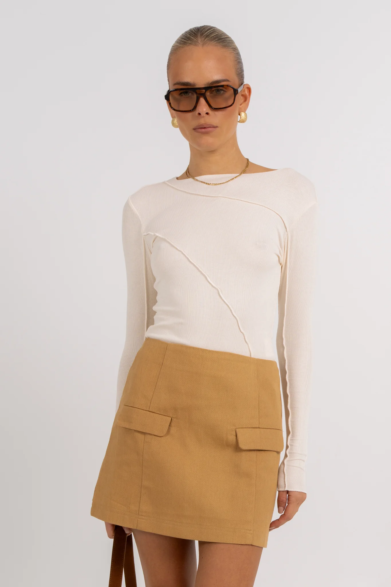 Basilio Mini Skirt Tan - Image 5