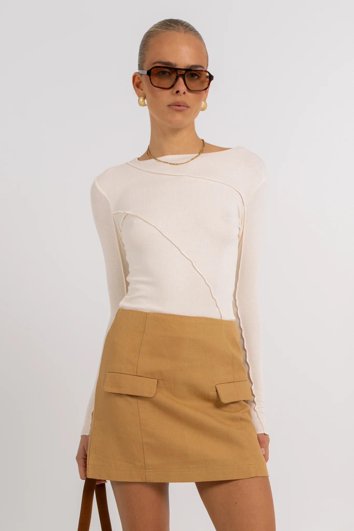Basilio Mini Skirt Tan - Image 7