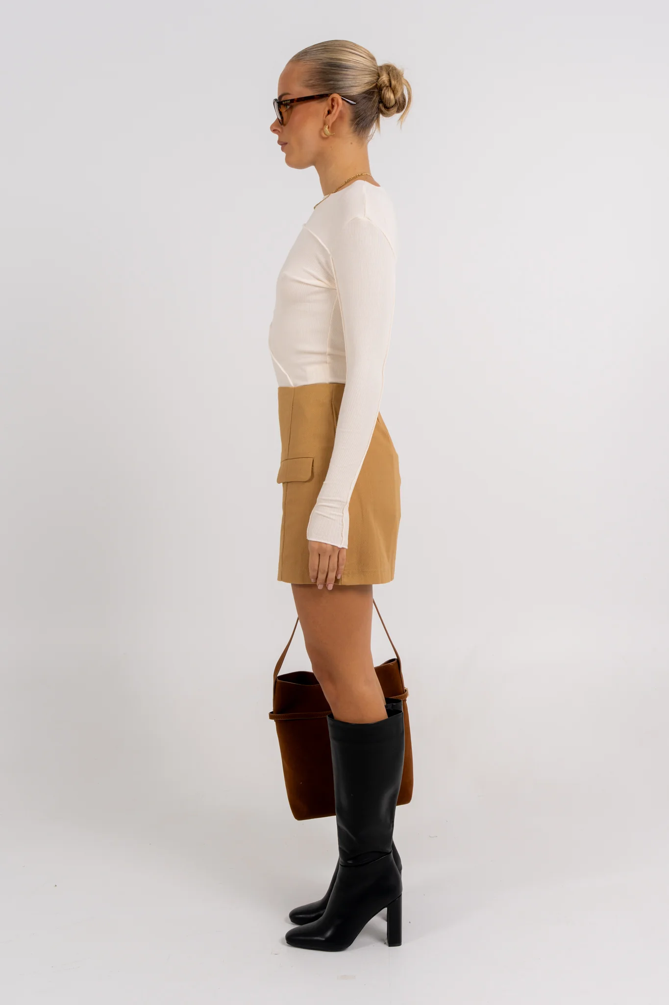 Basilio Mini Skirt Tan - Image 9