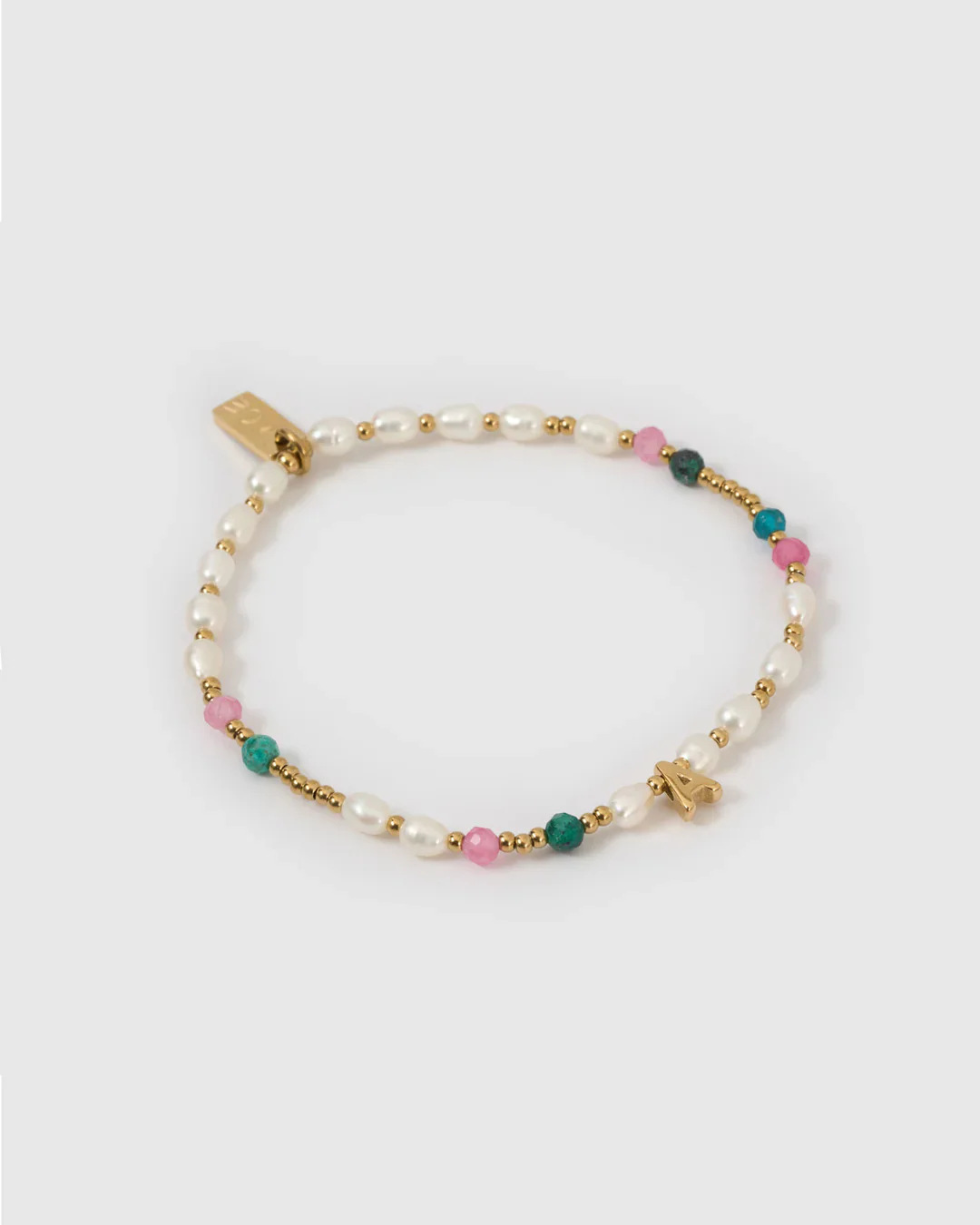 Beaded Initial Bracelet Gemstone