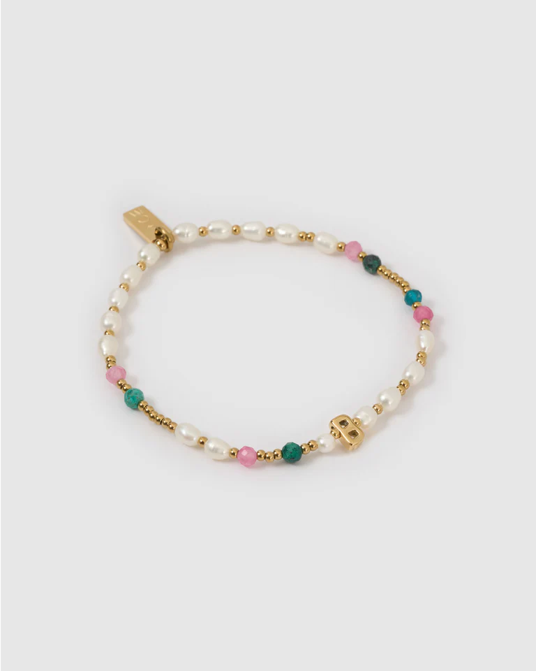 Beaded Initial Bracelet Gemstone - Image 4
