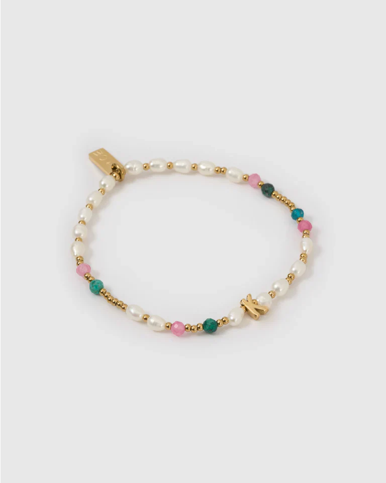 Beaded Initial Bracelet Gemstone - Image 7