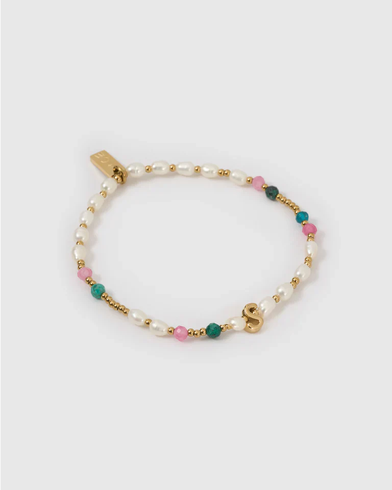 Beaded Initial Bracelet Gemstone - Image 8