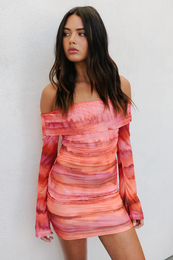 Bixie Mini Dress Crimson Watercolour - Image 7