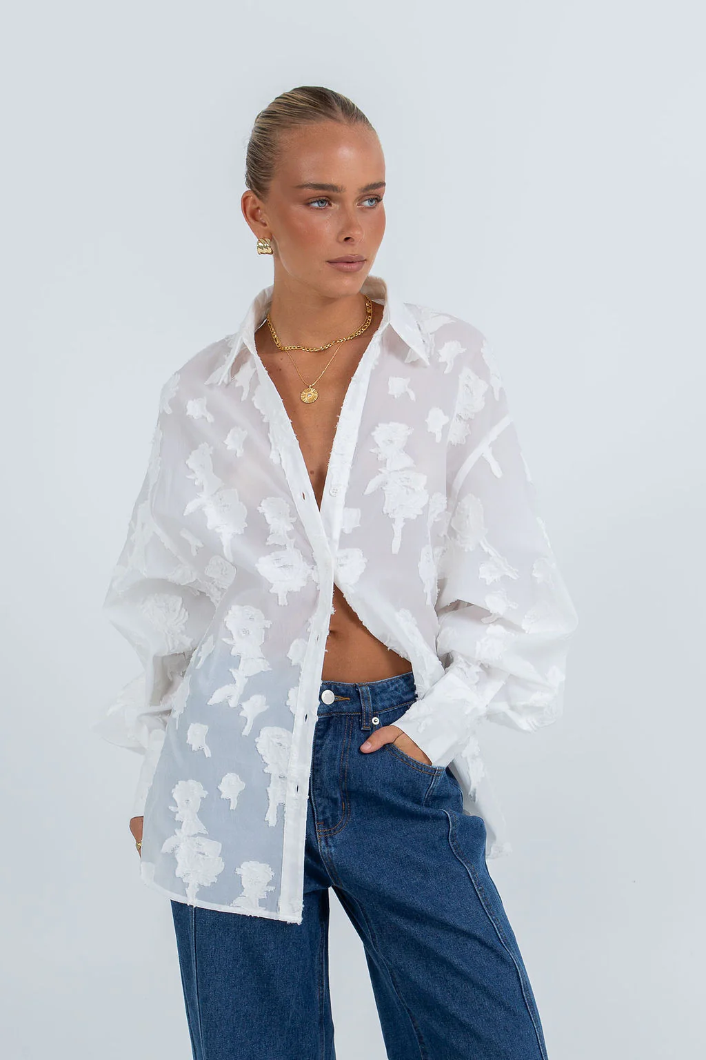 Blanche Lace Shirt White - Image 2
