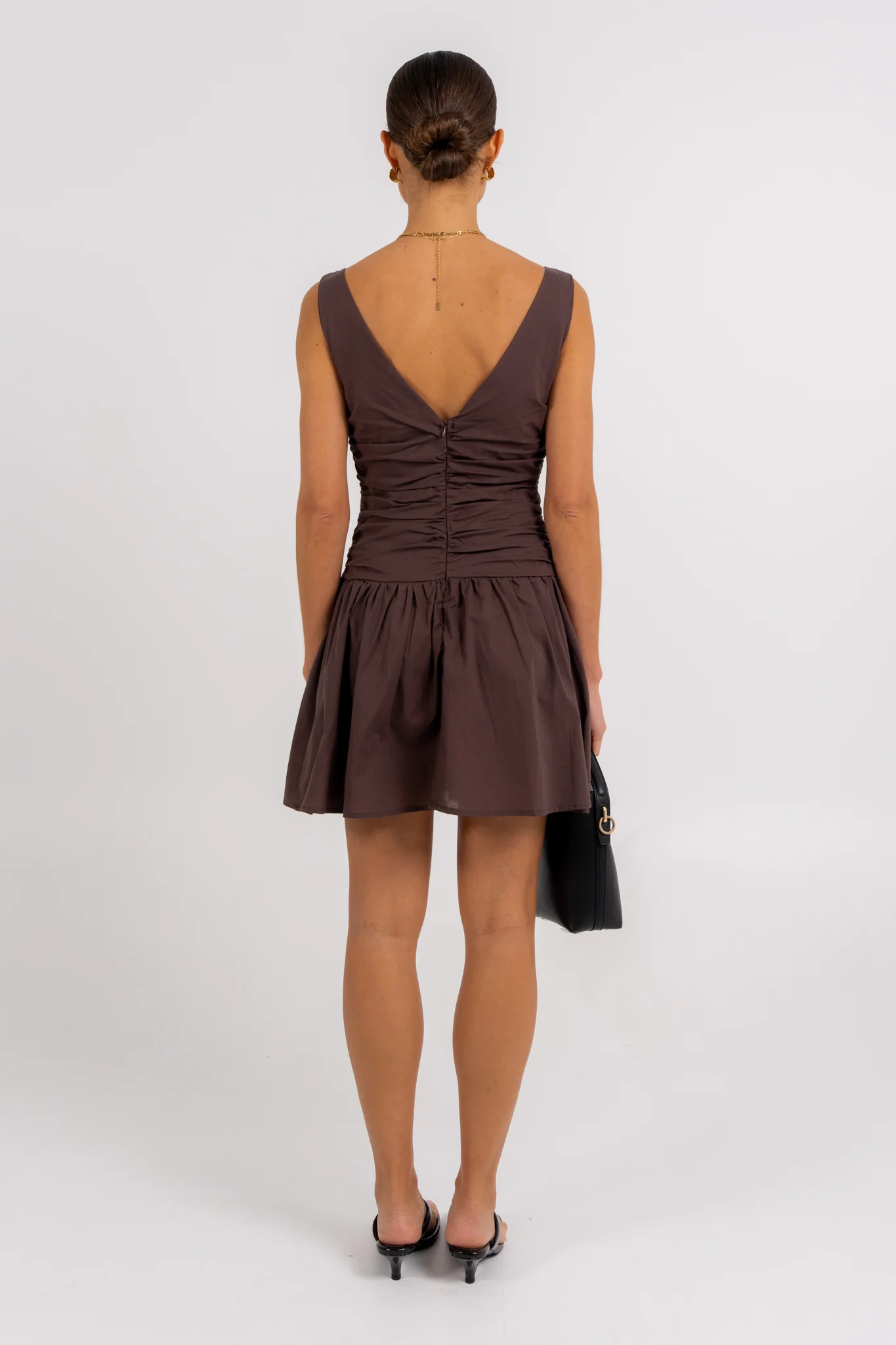 Bridi Mini Dress Chocolate - Image 4