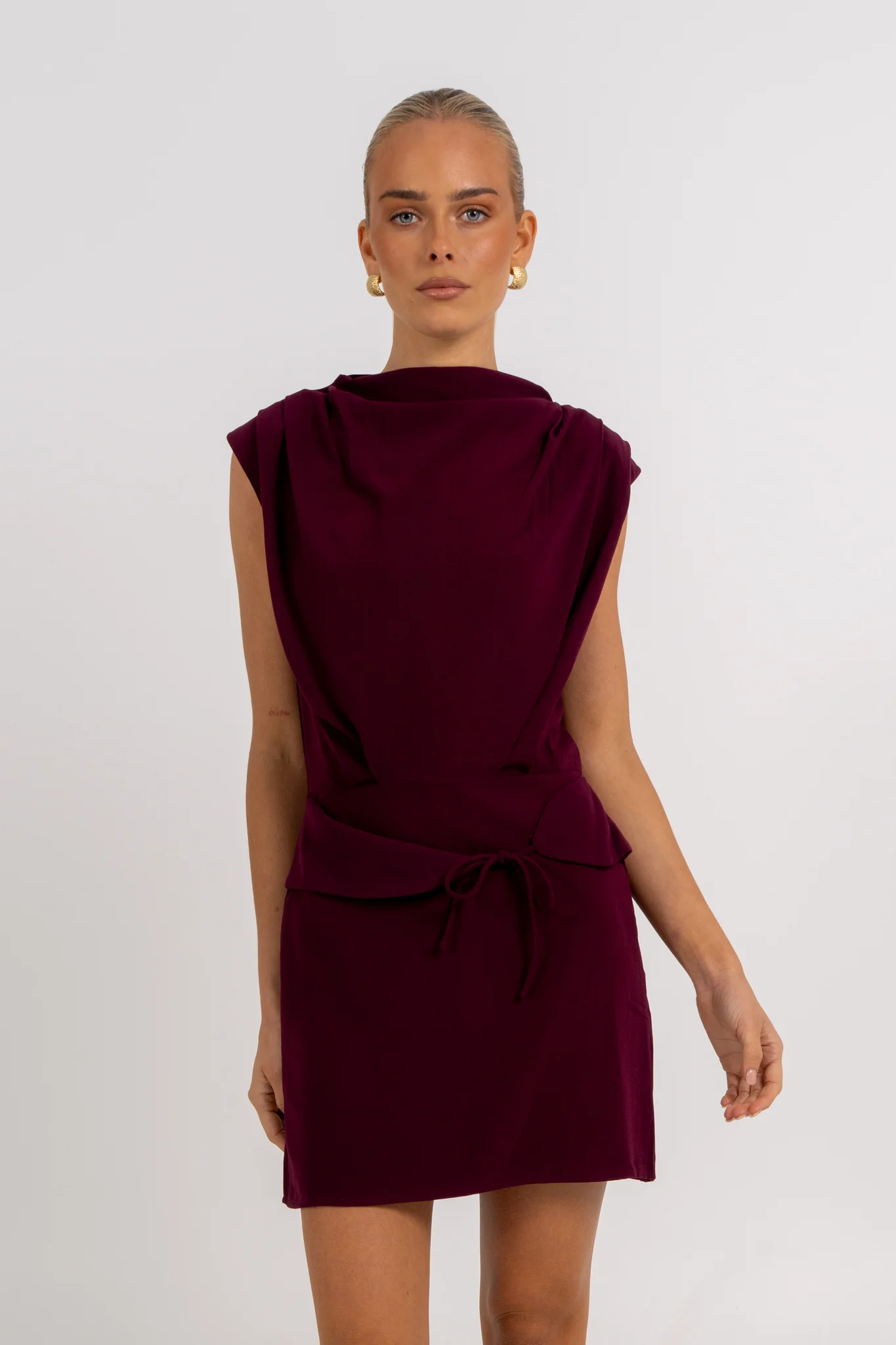 Bryson Mini Dress Burgundy - Image 5