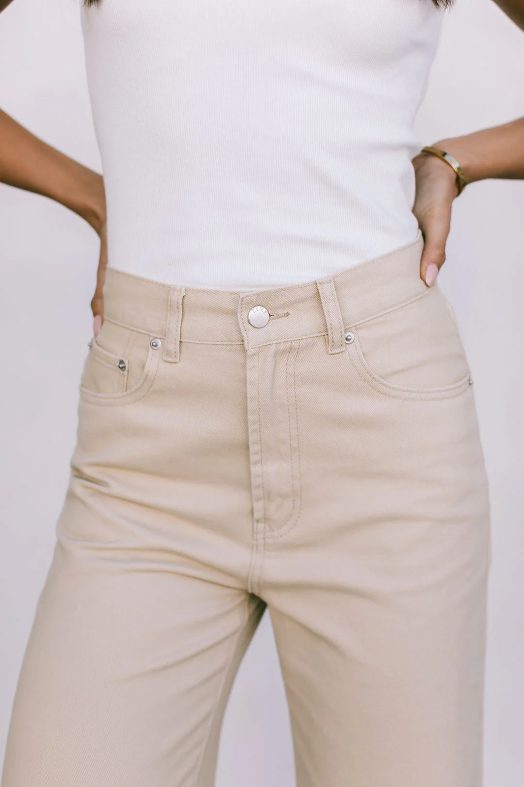 Carissa Wide Leg Denim Jeans Sand - Image 11