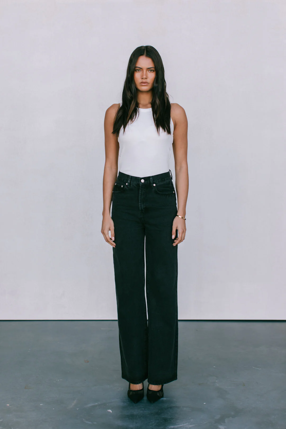Carissa Wide Leg Jeans Washed Black