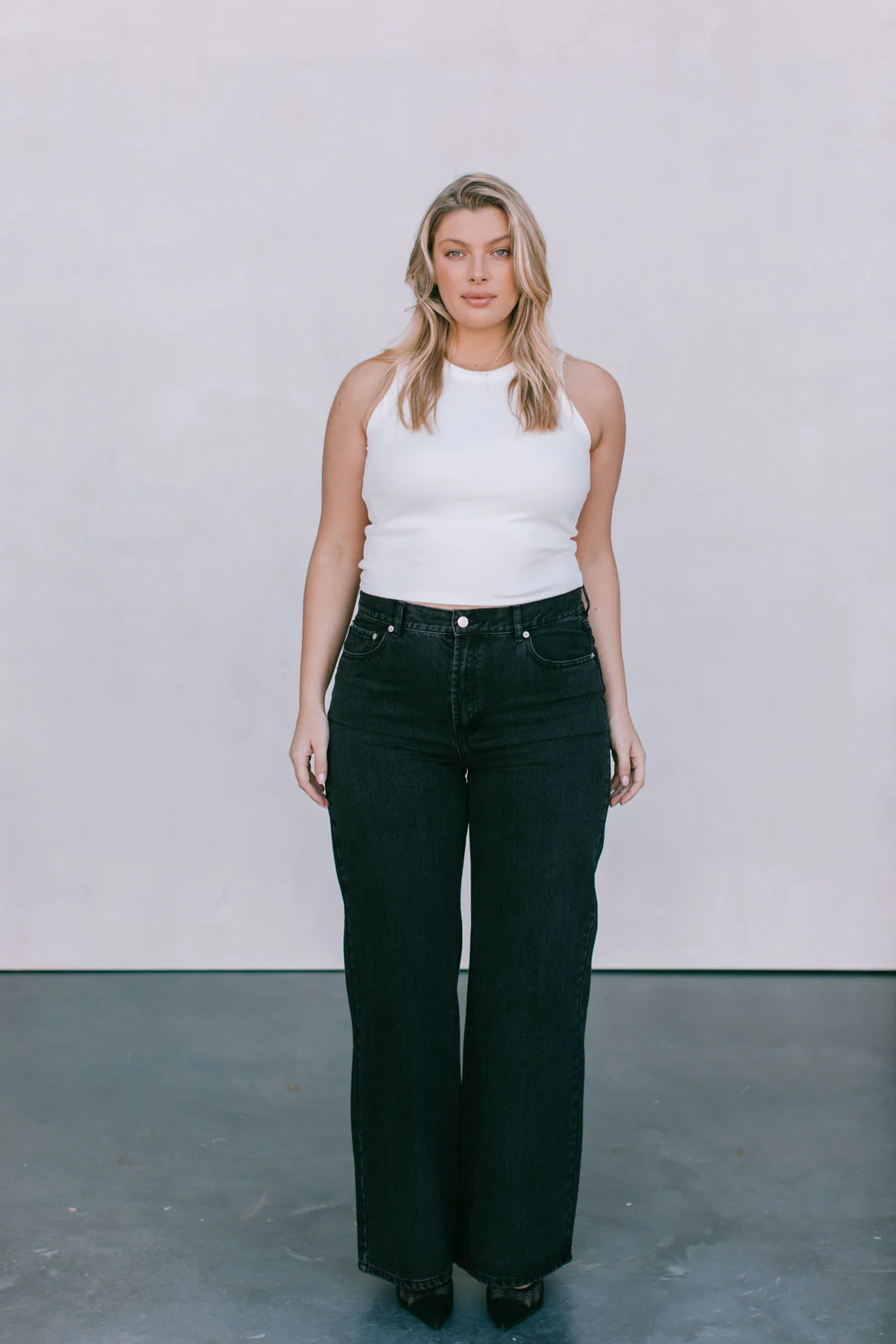 Carissa Wide Leg Jeans Washed Black - Image 12