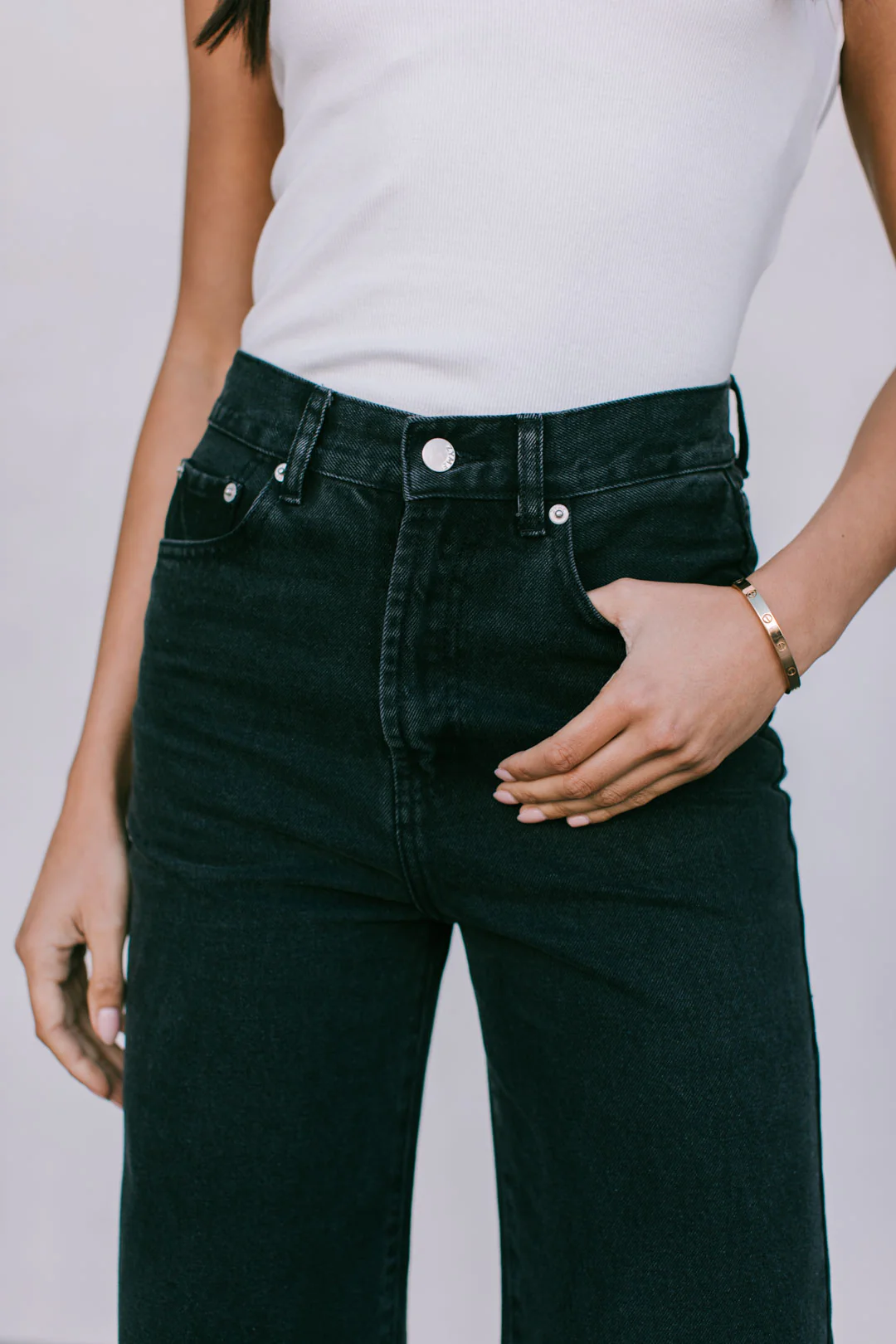 Carissa Wide Leg Jeans Washed Black - Image 3