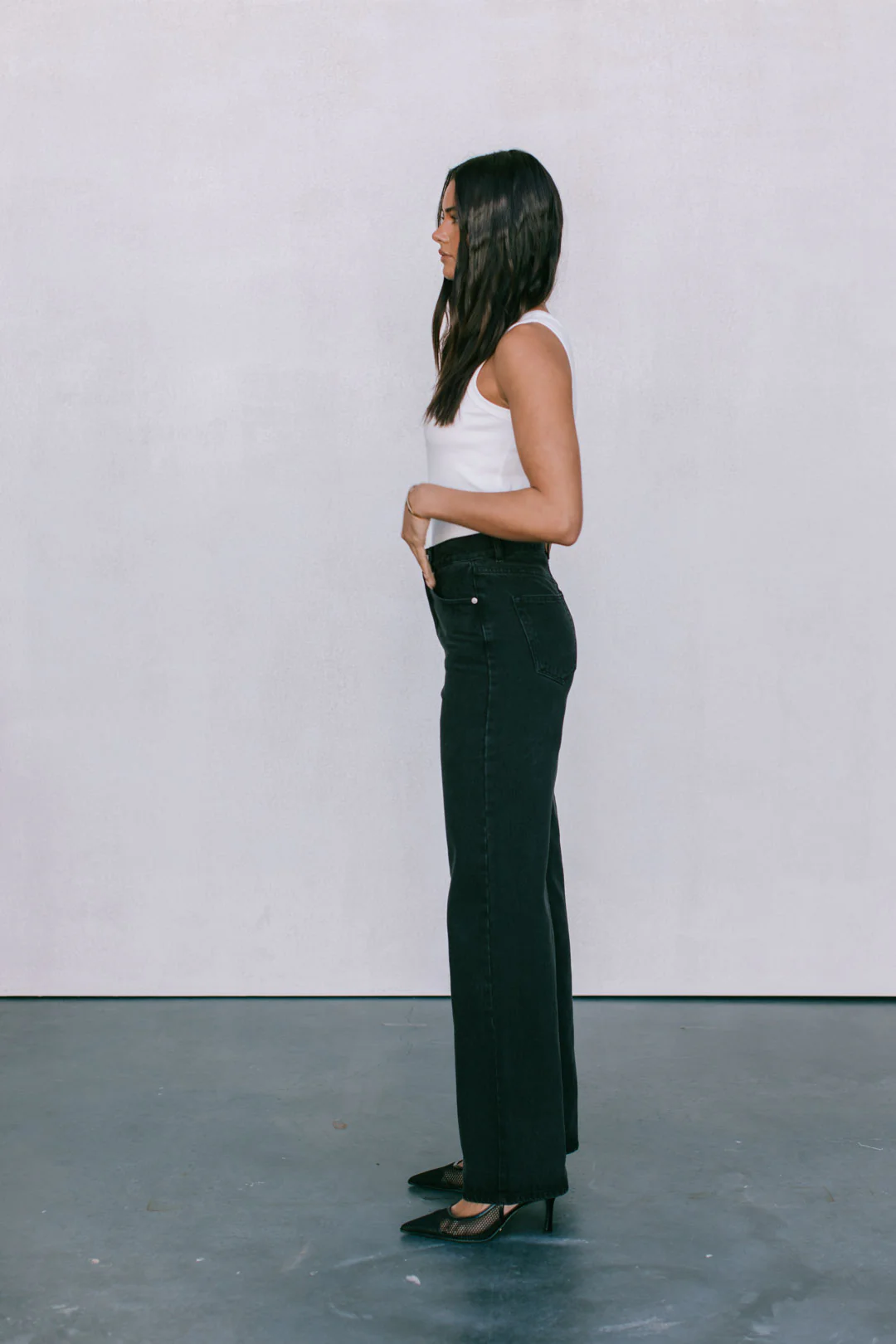 Carissa Wide Leg Jeans Washed Black - Image 8
