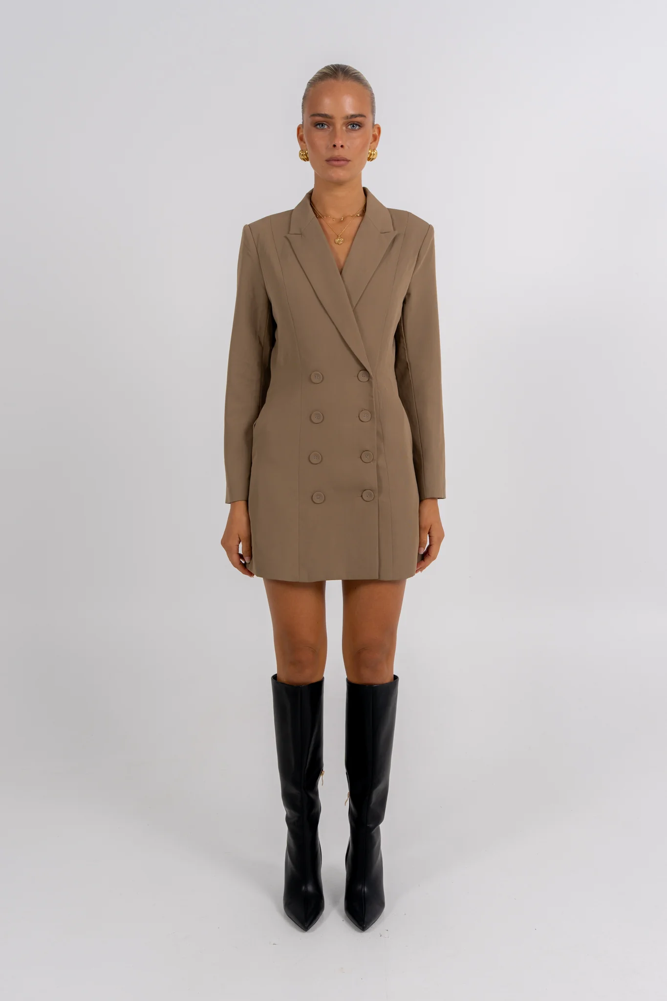 Cassie Blazer Dress Mocha