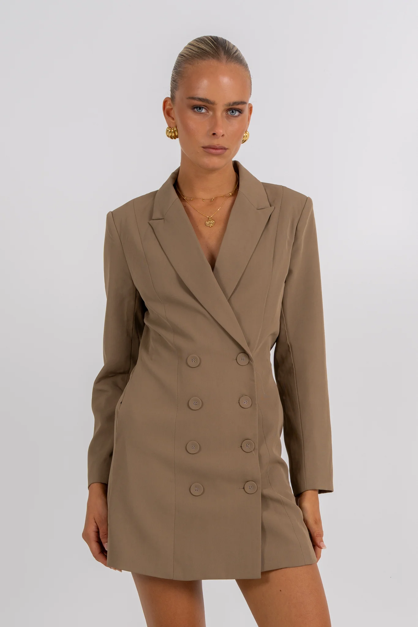 Cassie Blazer Dress Mocha - Image 6