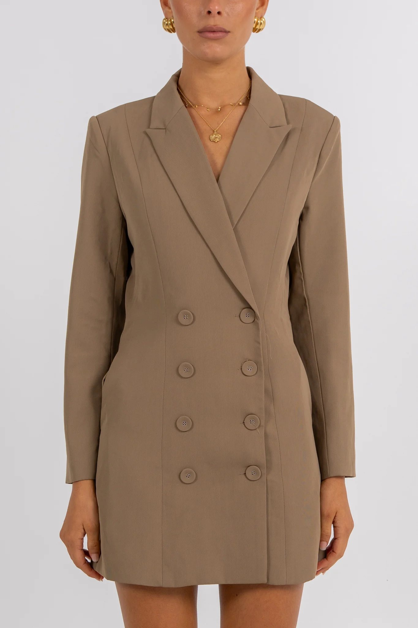 Cassie Blazer Dress Mocha - Image 8