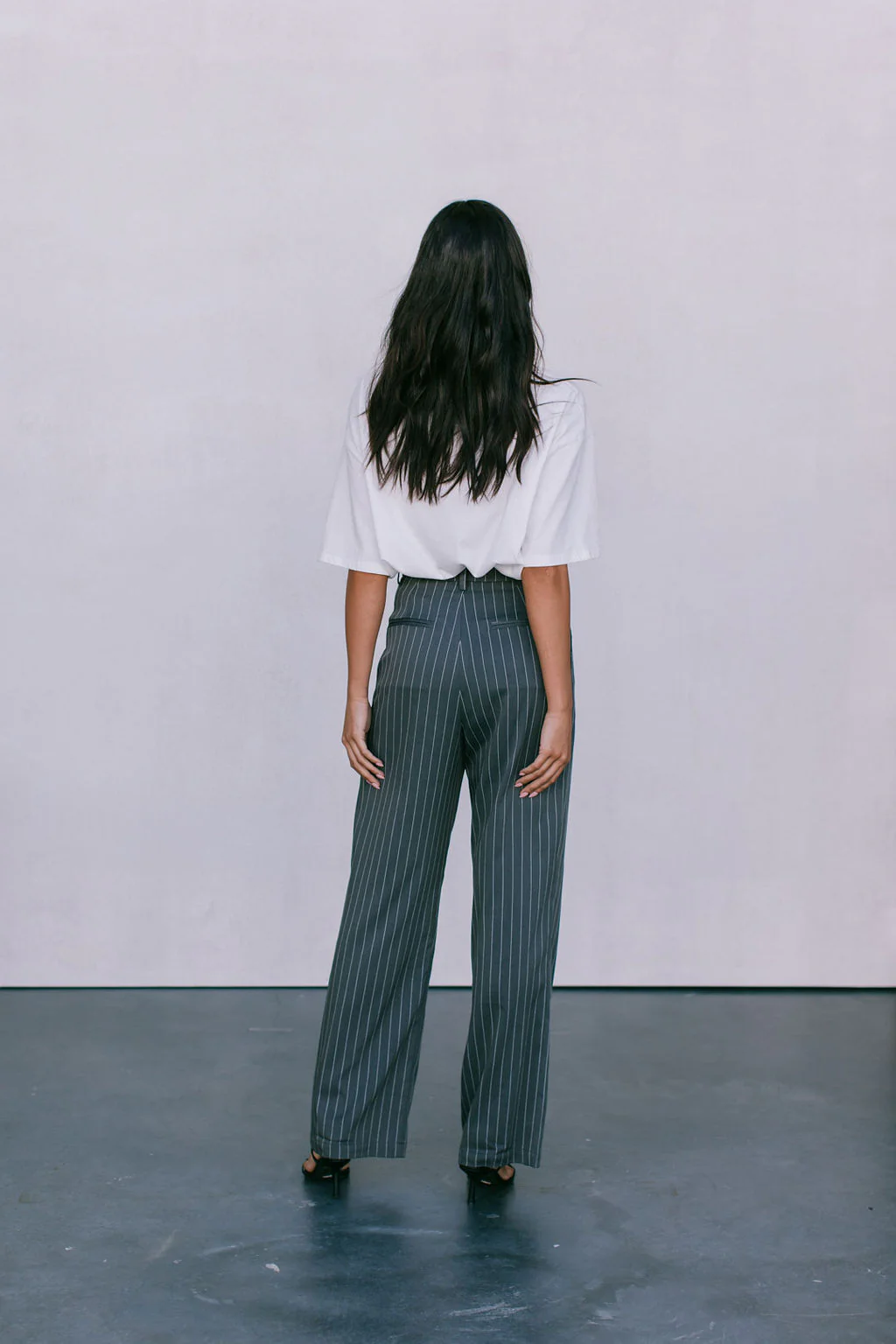 Cerlah Tailored Pants Charcoal Pinstripe - Image 11