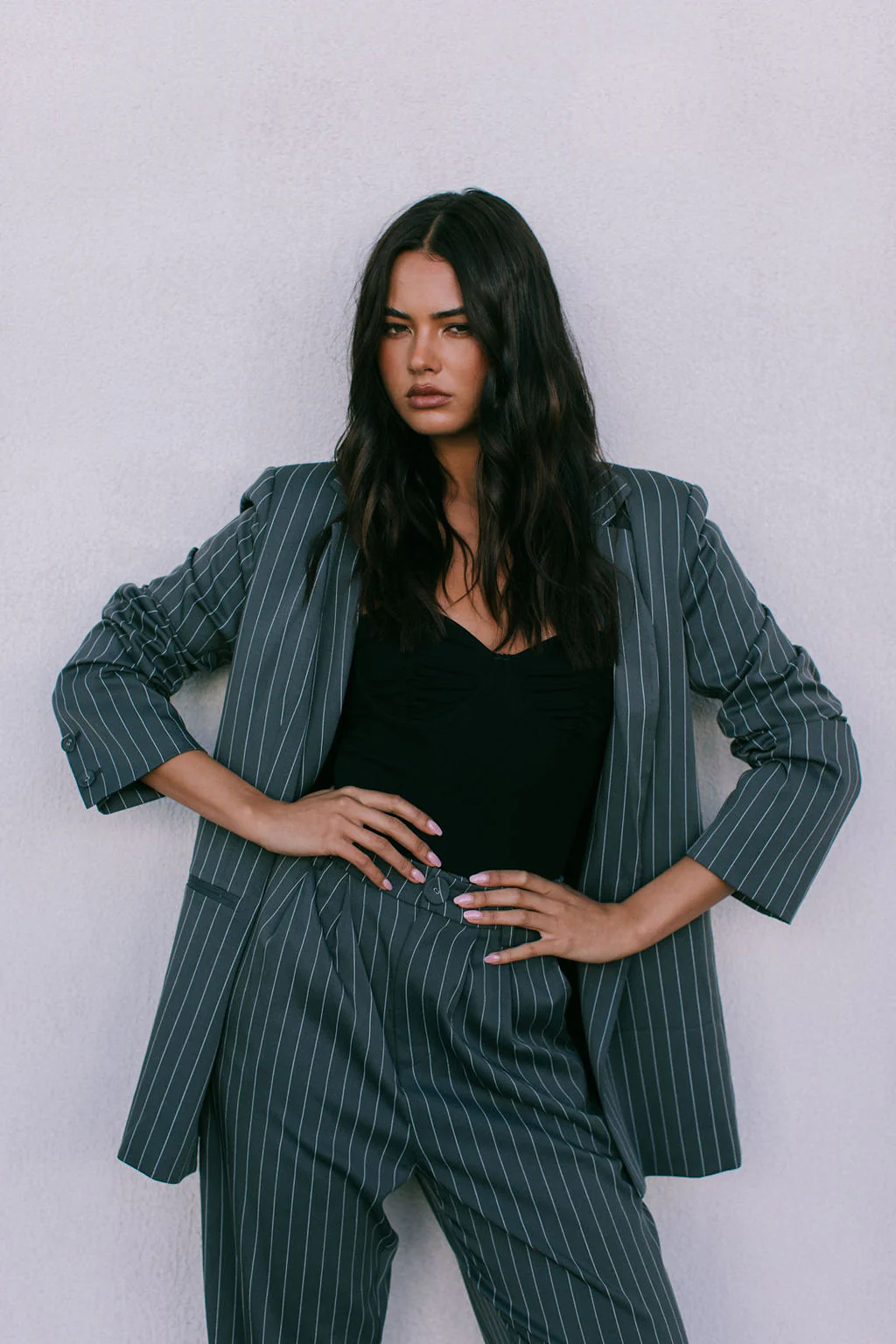 Cerlah Tailored Pants Charcoal Pinstripe - Image 12