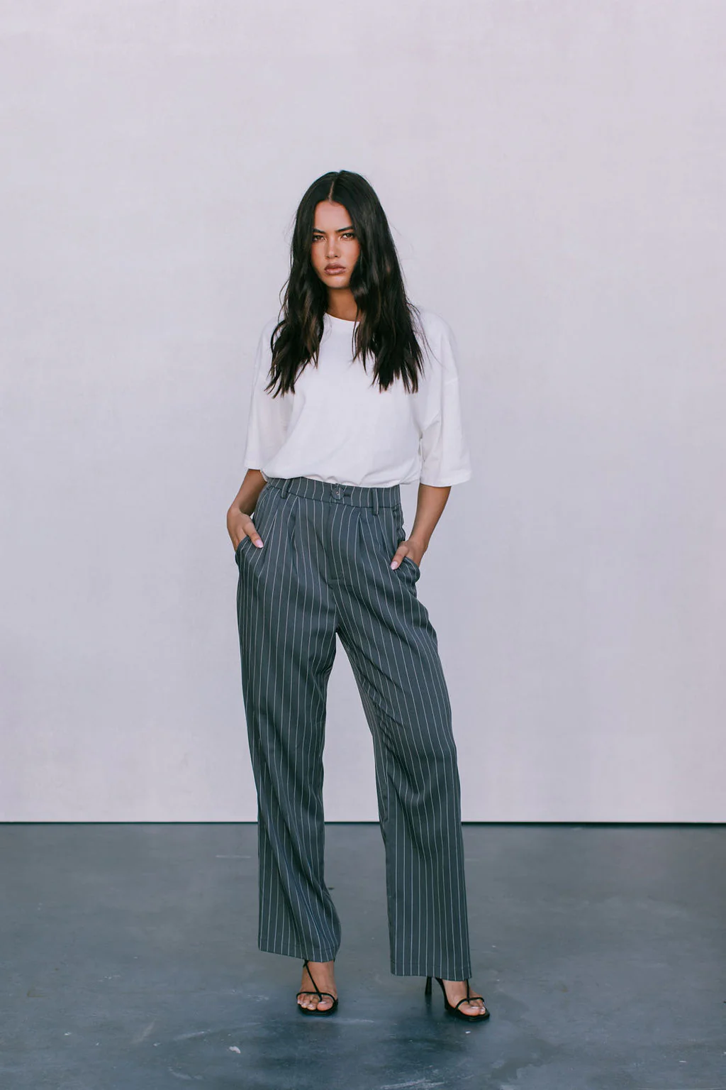 Cerlah Tailored Pants Charcoal Pinstripe - Image 13