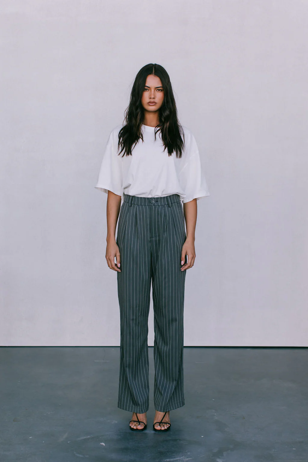 Cerlah Tailored Pants Charcoal Pinstripe - Image 15
