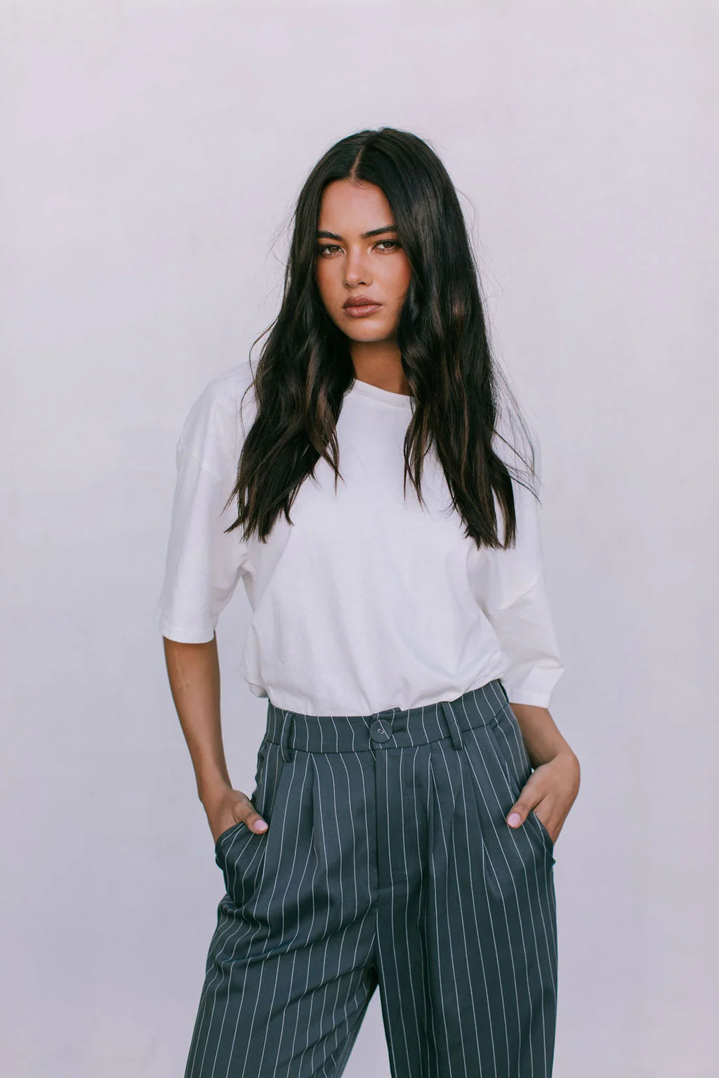 Cerlah Tailored Pants Charcoal Pinstripe - Image 16