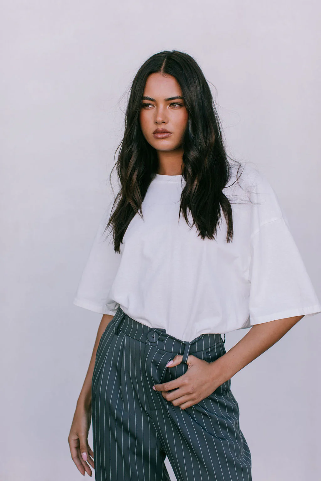 Cerlah Tailored Pants Charcoal Pinstripe - Image 18