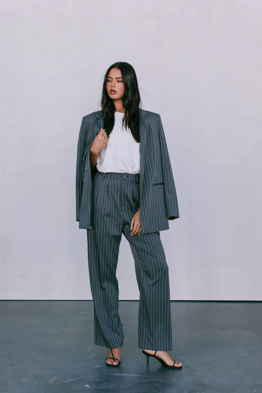 Cerlah Tailored Pants Charcoal Pinstripe - Image 19