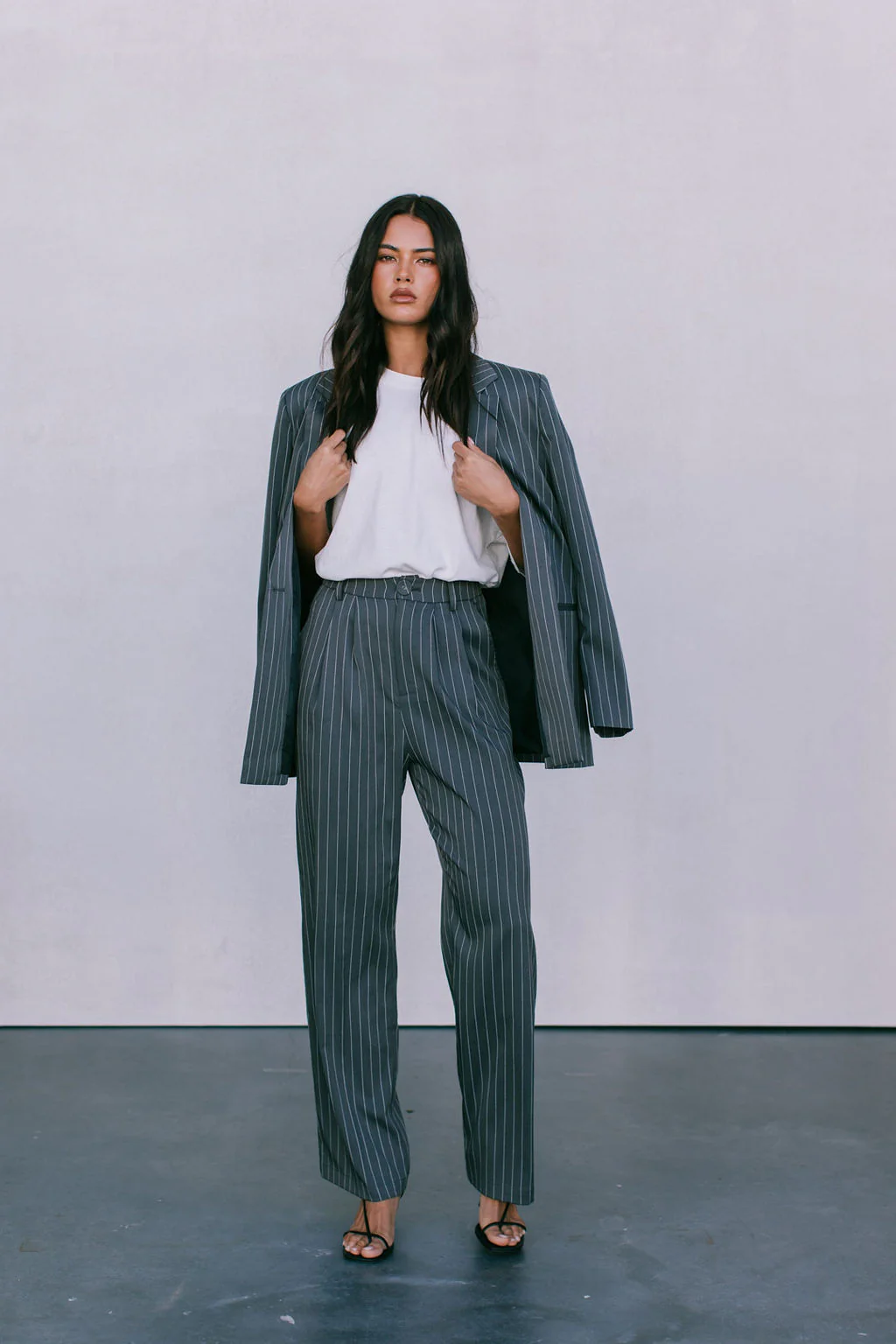 Cerlah Tailored Pants Charcoal Pinstripe - Image 22