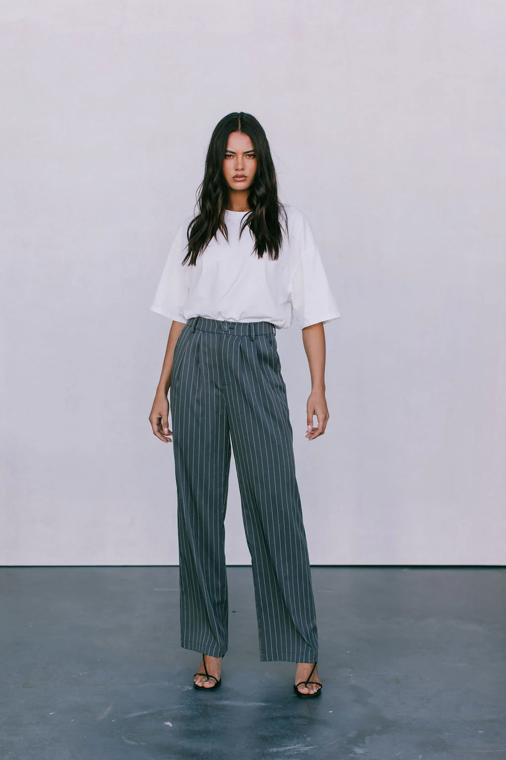 Cerlah Tailored Pants Charcoal Pinstripe - Image 23