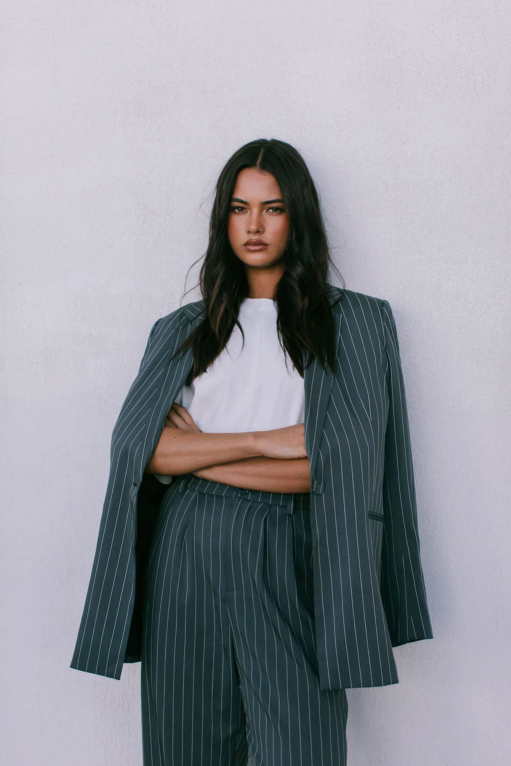 Cerlah Tailored Pants Charcoal Pinstripe - Image 24
