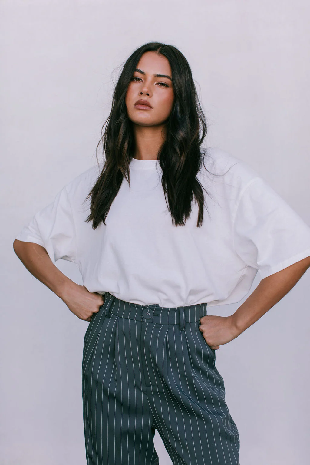 Cerlah Tailored Pants Charcoal Pinstripe - Image 25