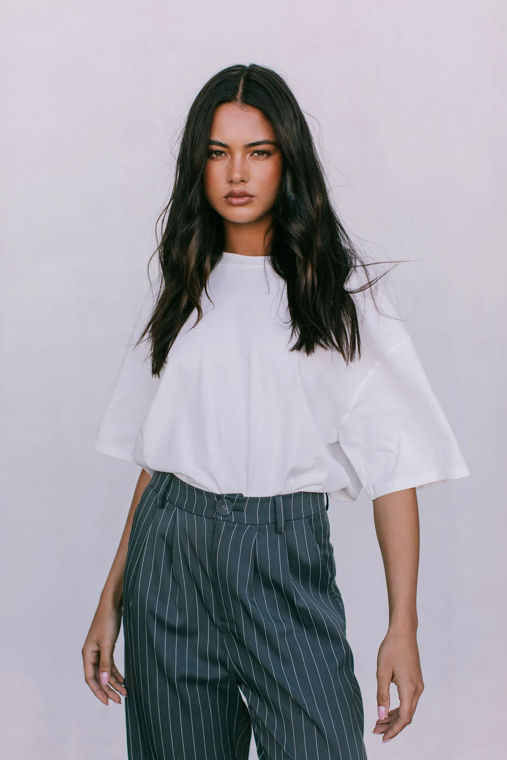 Cerlah Tailored Pants Charcoal Pinstripe - Image 26