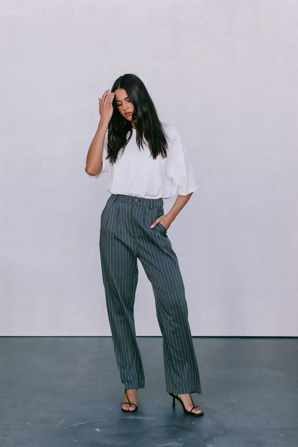 Cerlah Tailored Pants Charcoal Pinstripe - Image 28