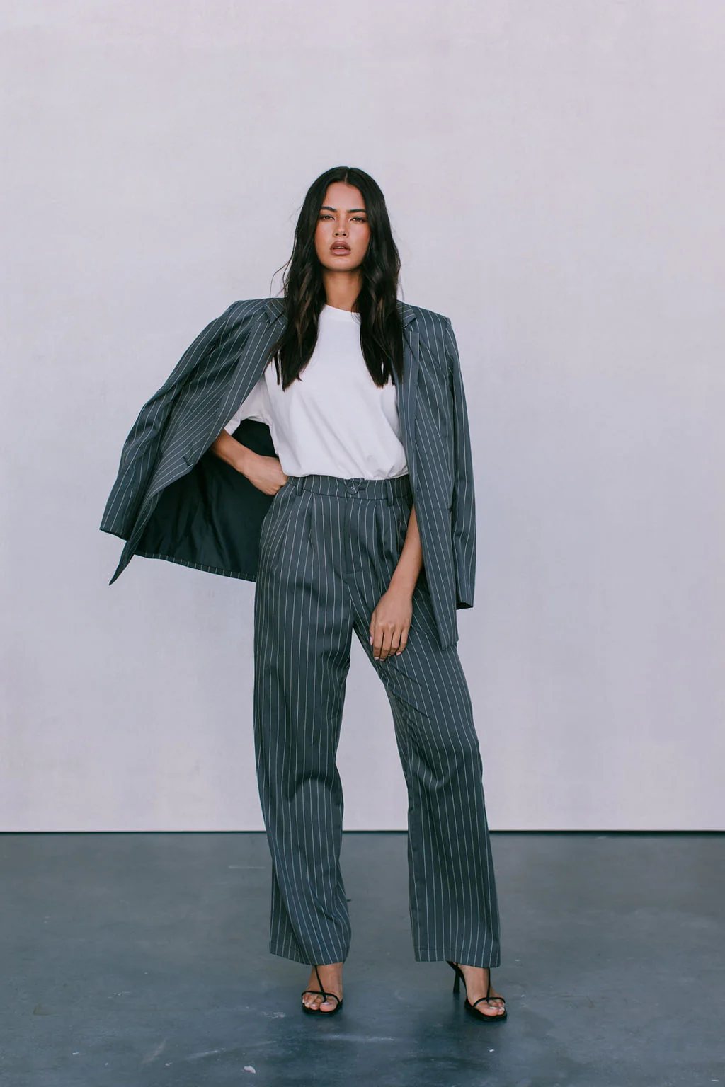 Cerlah Tailored Pants Charcoal Pinstripe - Image 3