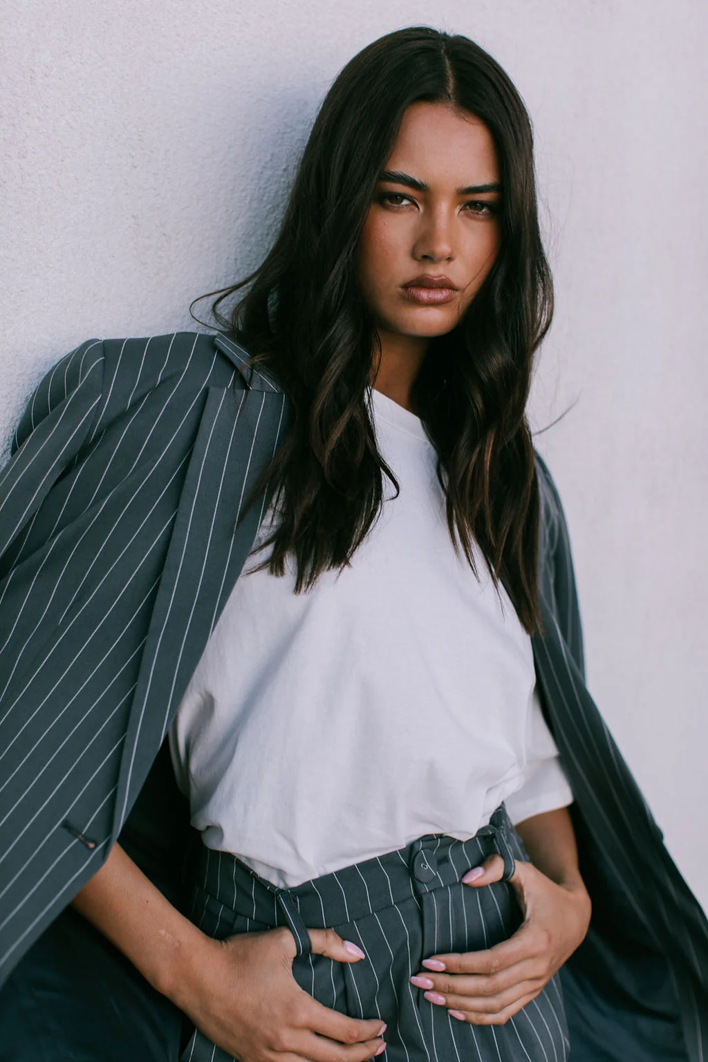 Cerlah Tailored Pants Charcoal Pinstripe - Image 30