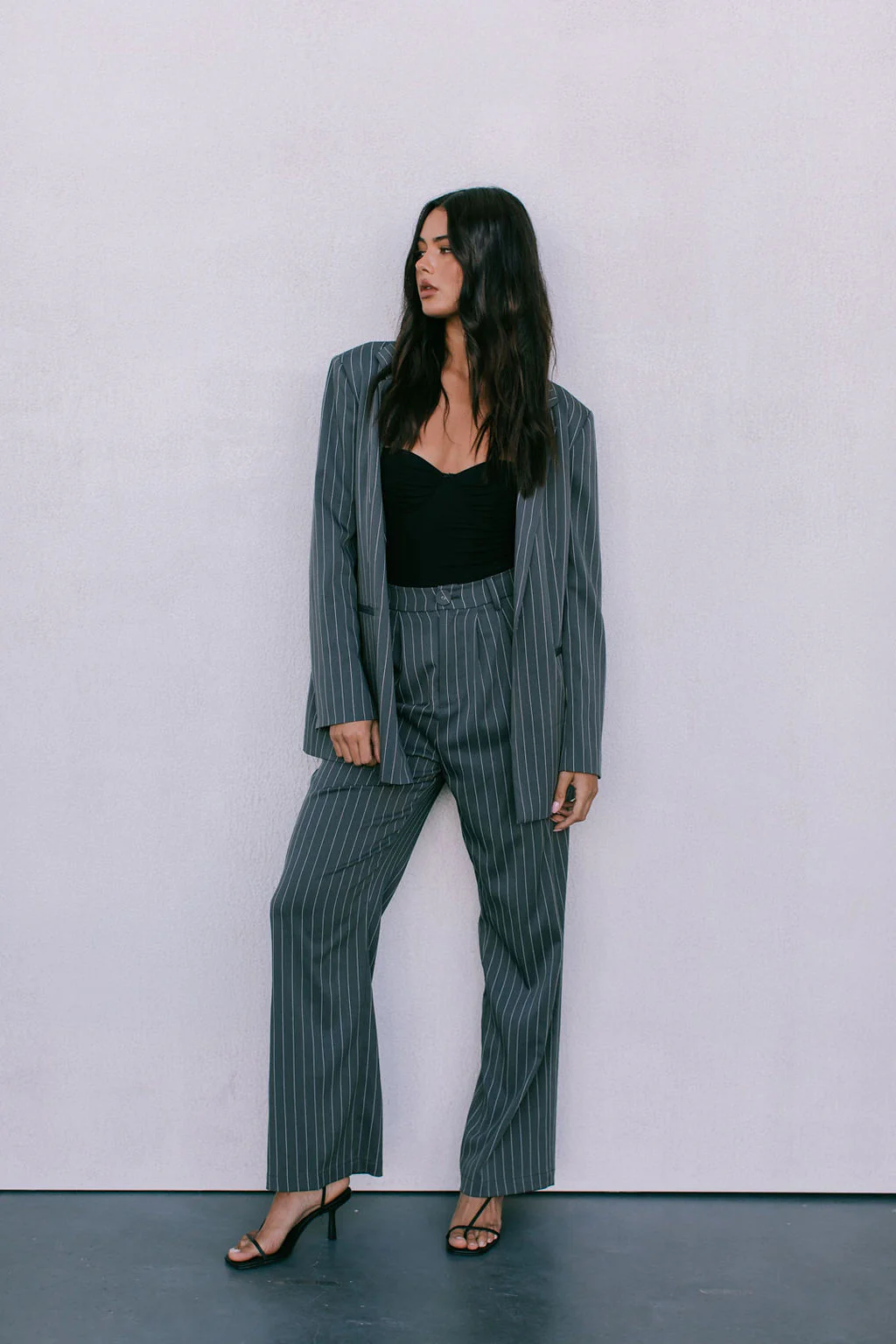 Cerlah Tailored Pants Charcoal Pinstripe - Image 5