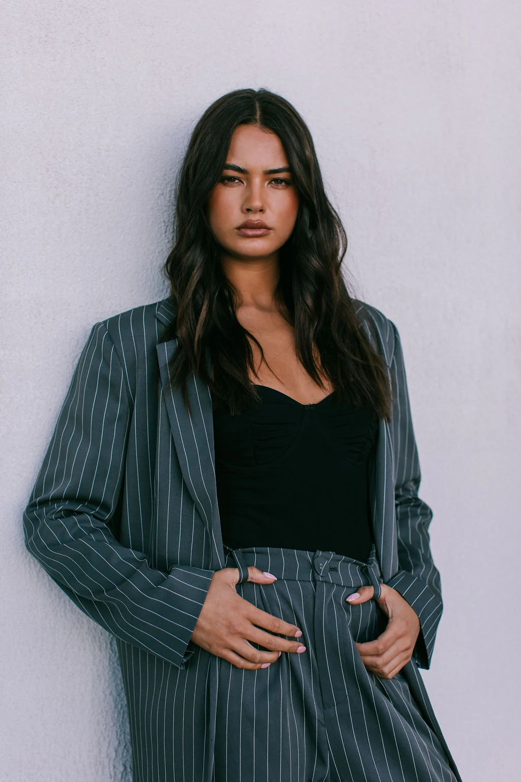 Cerlah Tailored Pants Charcoal Pinstripe - Image 6
