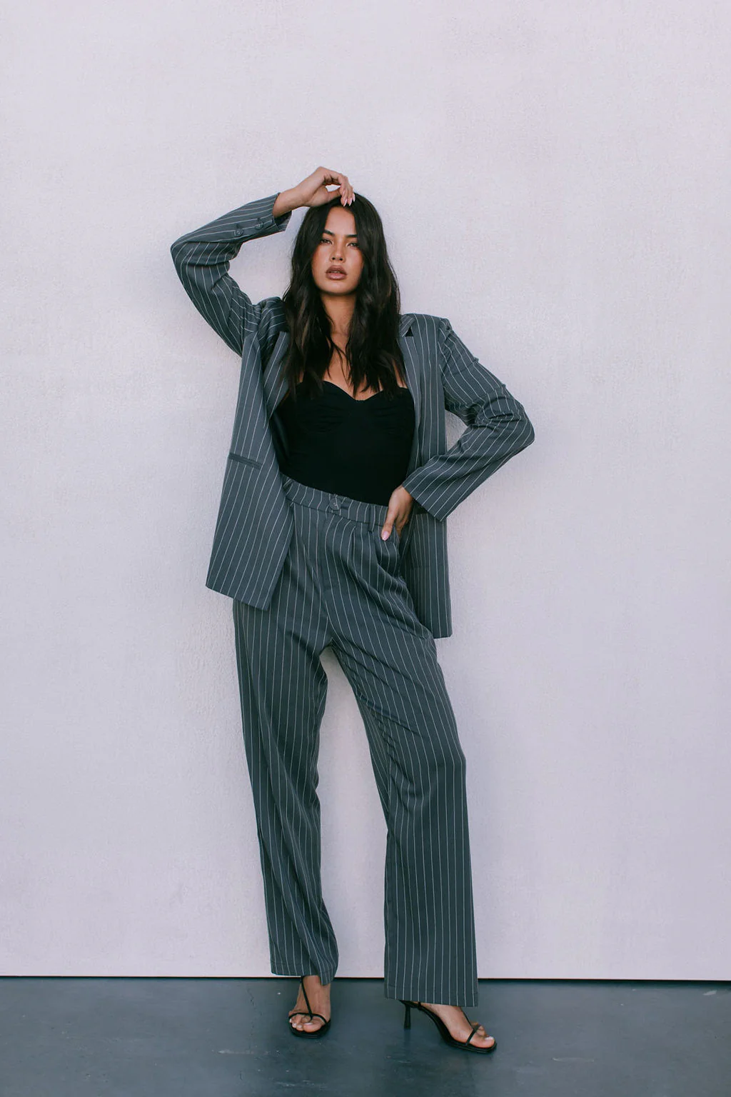 Cerlah Tailored Pants Charcoal Pinstripe - Image 7