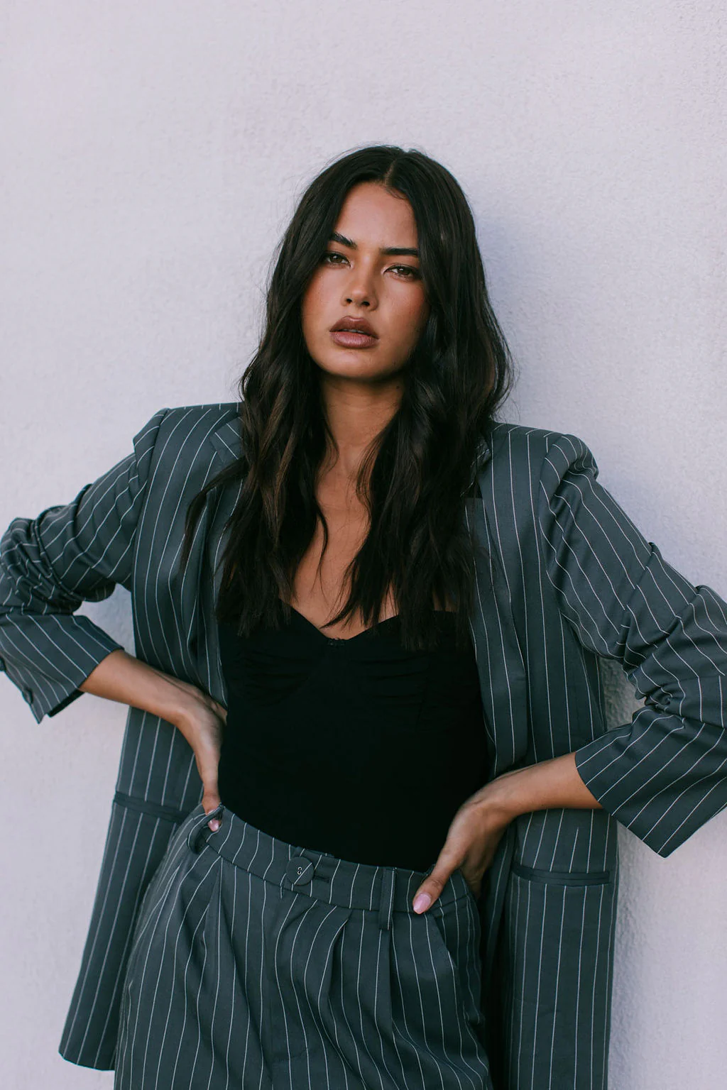 Cerlah Tailored Pants Charcoal Pinstripe - Image 9