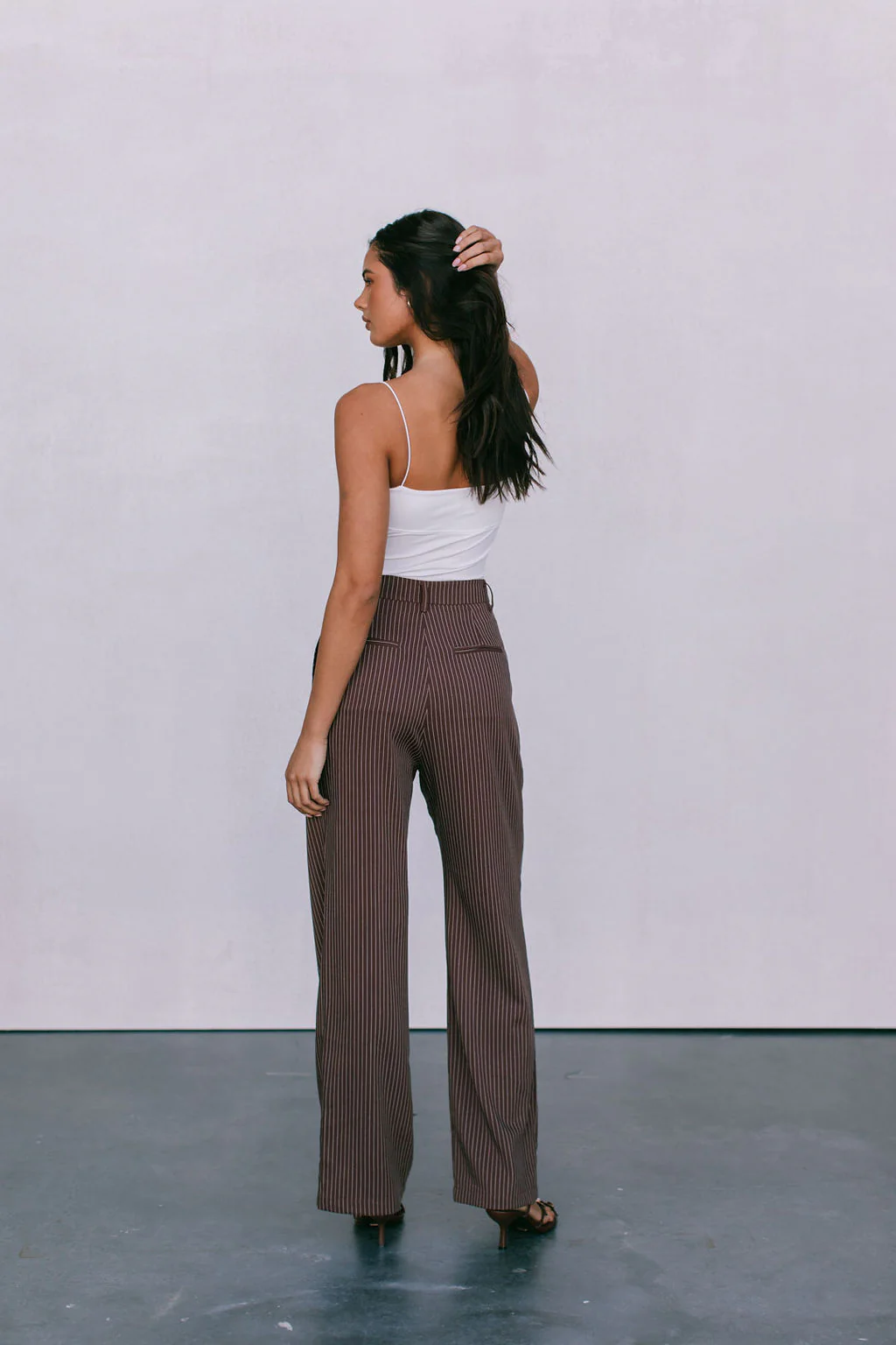 Cerlah Tailored Pants Chocolate Pinstripe - Image 5