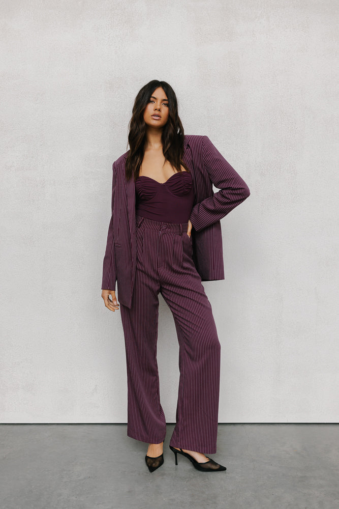Cerlah Tailored Pants Plum Pinstripe - Image 10