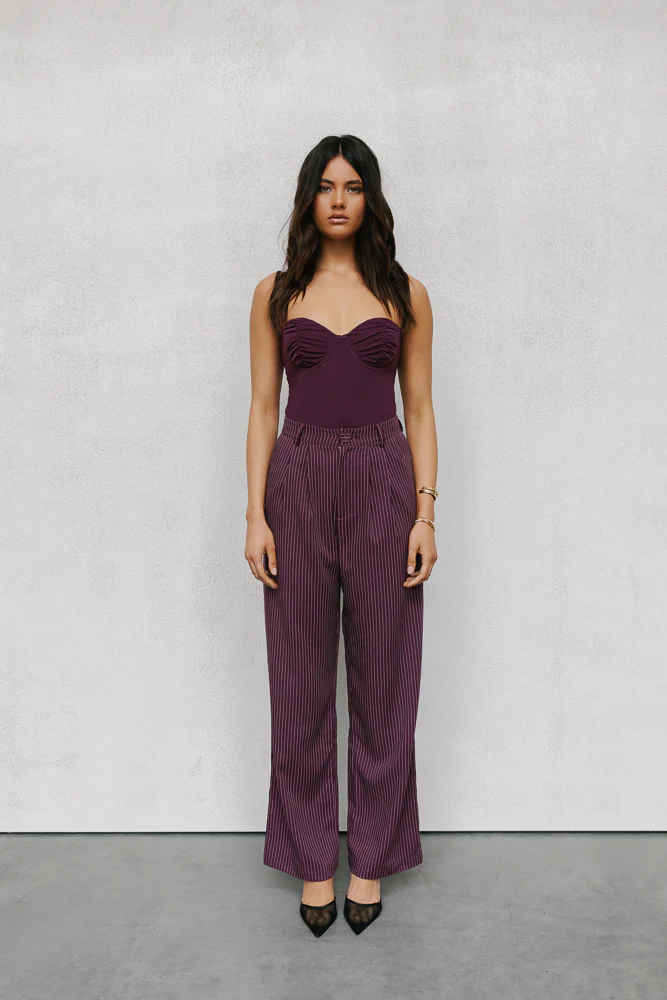 Cerlah Tailored Pants Plum Pinstripe - Image 19