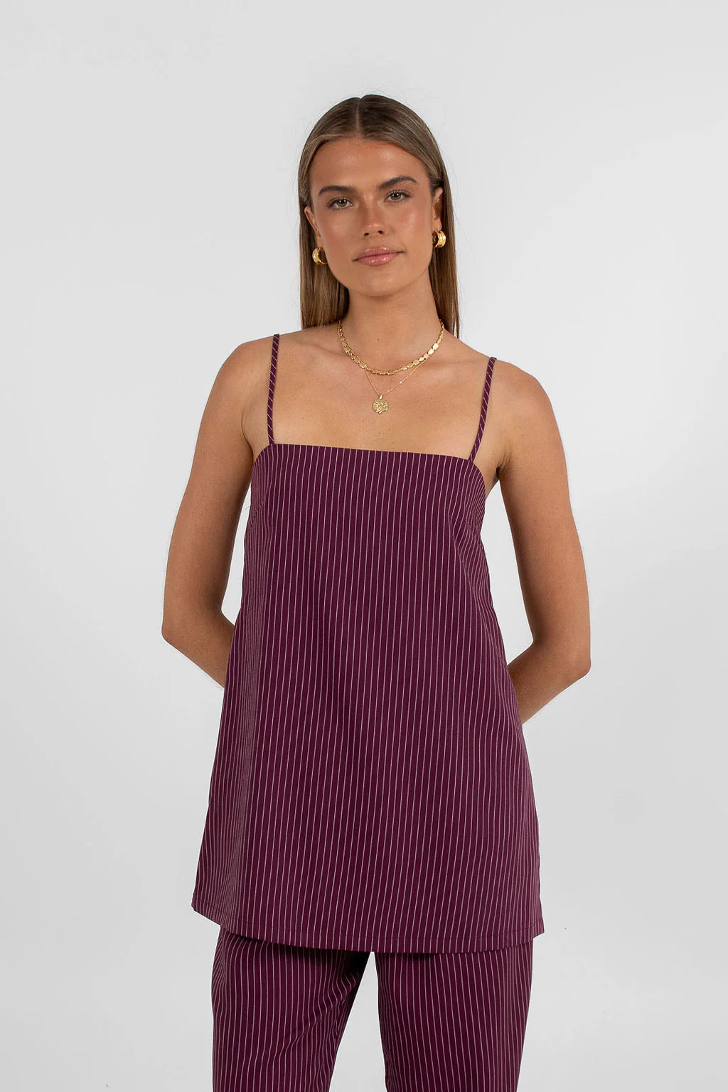 Cerlah Tailored Pants Plum Pinstripe - Image 20