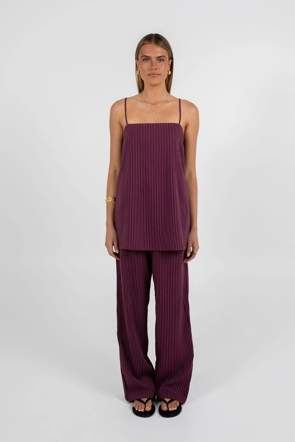 Cerlah Tailored Pants Plum Pinstripe - Image 5