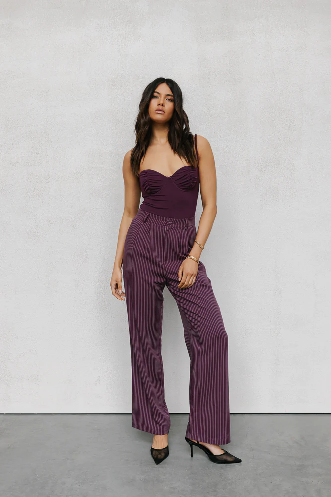 Cerlah Tailored Pants Plum Pinstripe - Image 6