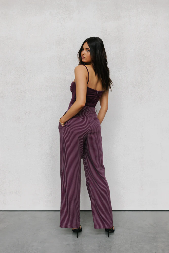 Cerlah Tailored Pants Plum Pinstripe - Image 7
